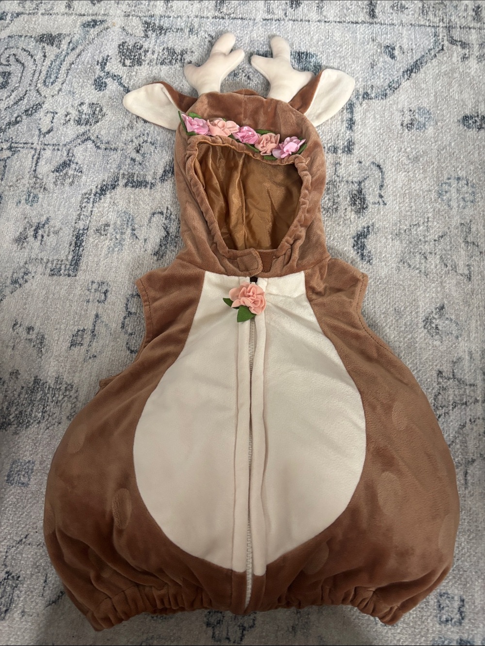 Kids Brown and Cream Deer Costume Hooded Romper 3-6 months